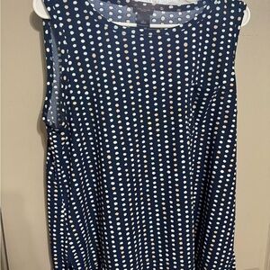 Ann Taylor Navy Polka Dot Sleeveless Top Large